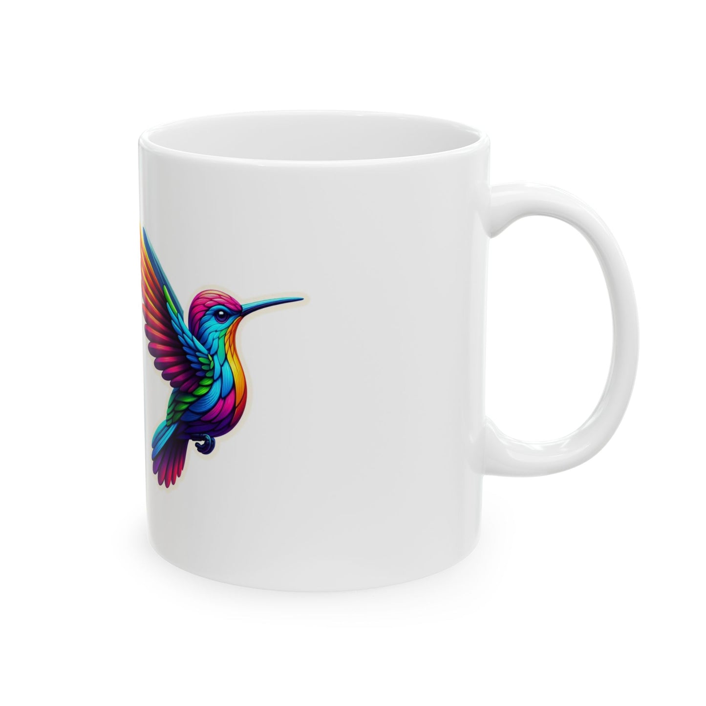 Taza de cerámica con diseño de colibrí vibrante, taza de café colorida, regalo para amantes de la naturaleza, taza de té para amantes de las aves, artículos de bebida ingeniosos