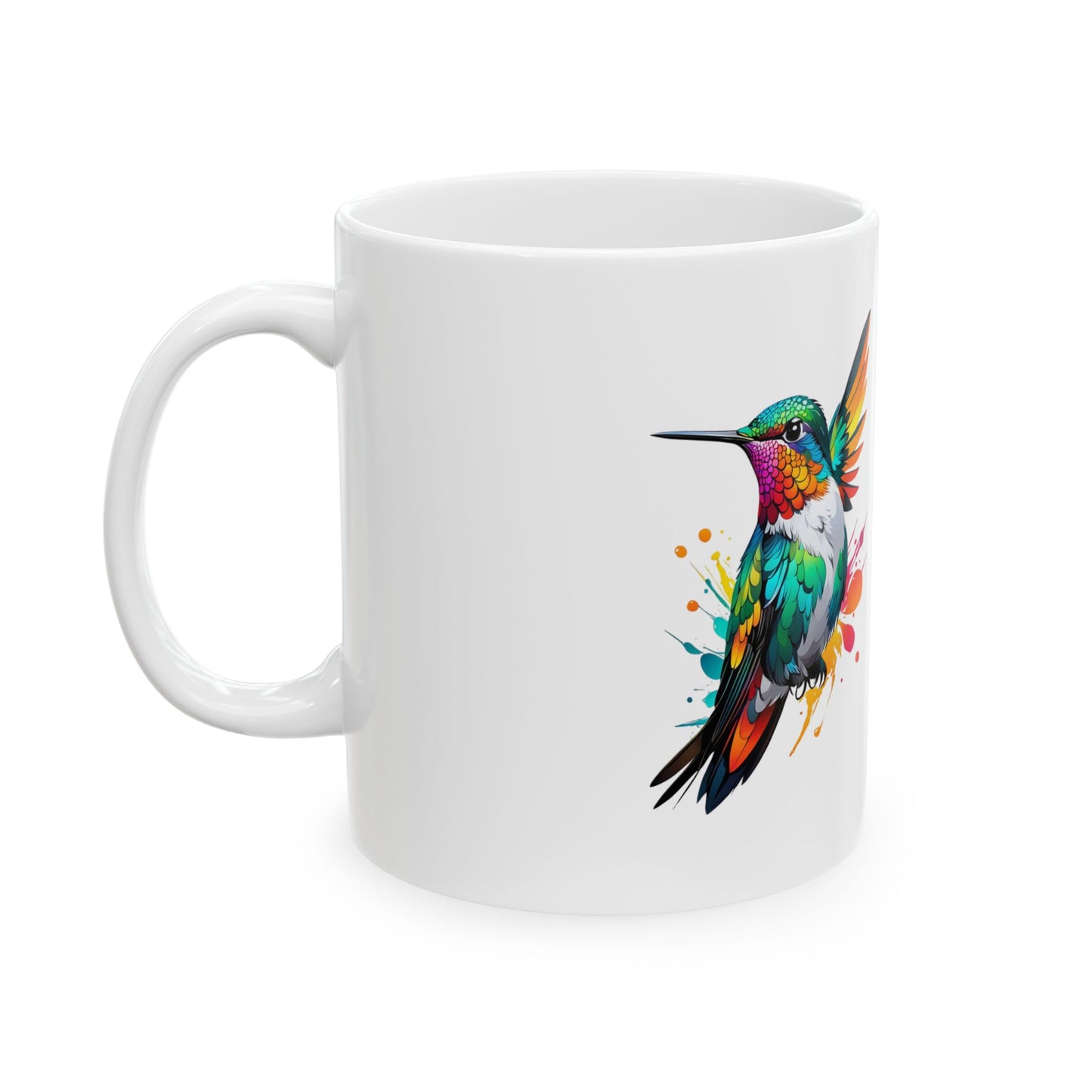 Taza de cerámica con diseño de colibrí vibrante, taza de café colorida, regalo para amantes de la naturaleza, taza de té para amantes de las aves, artículos de bebida ingeniosos