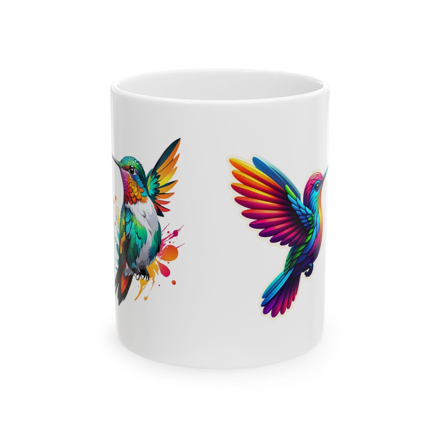 Taza de cerámica con diseño de colibrí vibrante, taza de café colorida, regalo para amantes de la naturaleza, taza de té para amantes de las aves, artículos de bebida ingeniosos