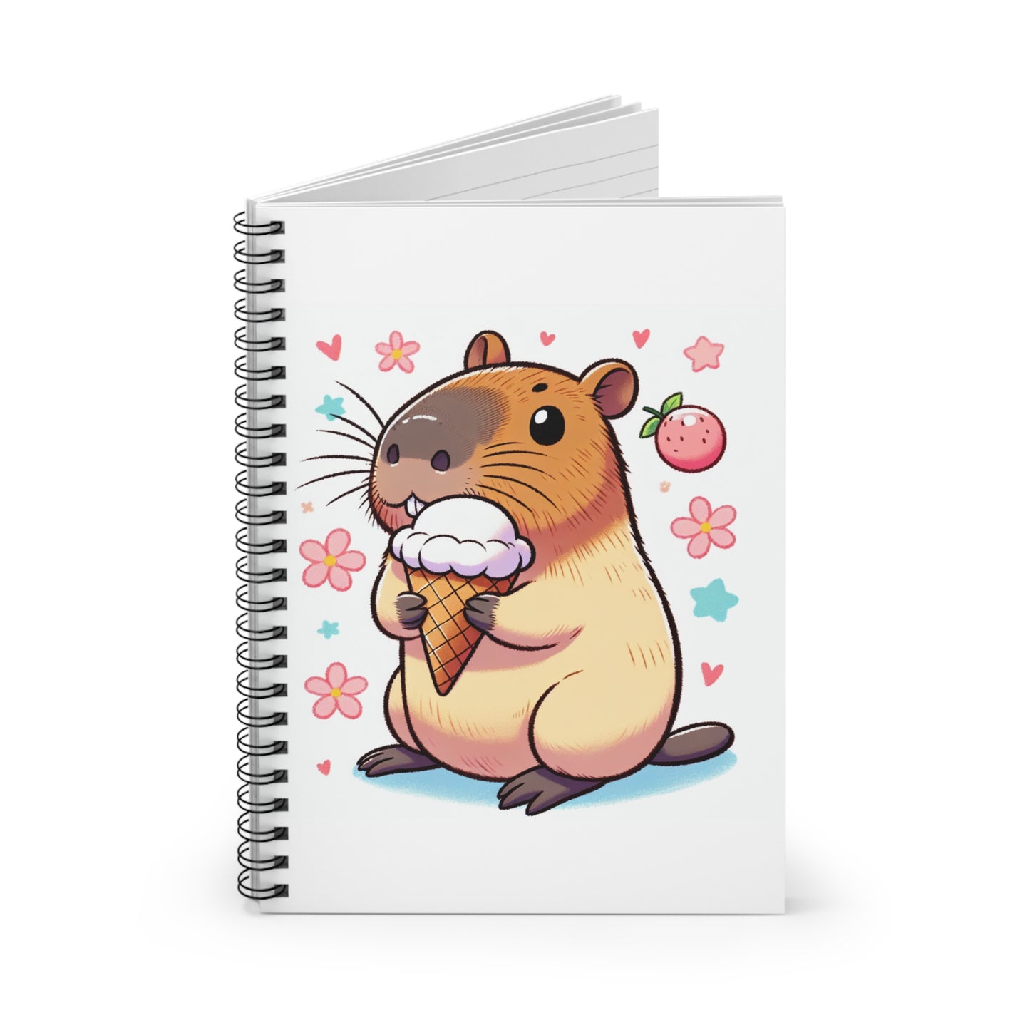 Cute Guinea Pig Ice Cream Spiral Notebook, Animal Lover Gift, Journaling, Back to School, Creative Writing, Fun Stationery